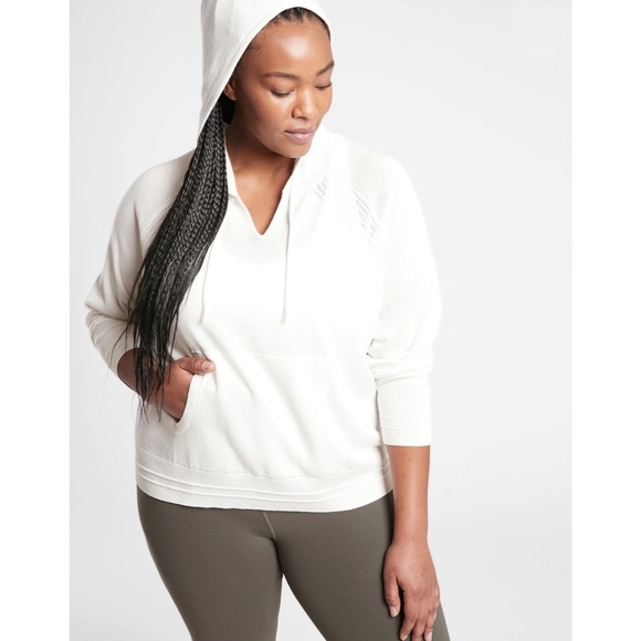 Athleta | Sweaters | Athleta Evergreen Hoodie Sweater Sz X Nwt White |  Poshmark
